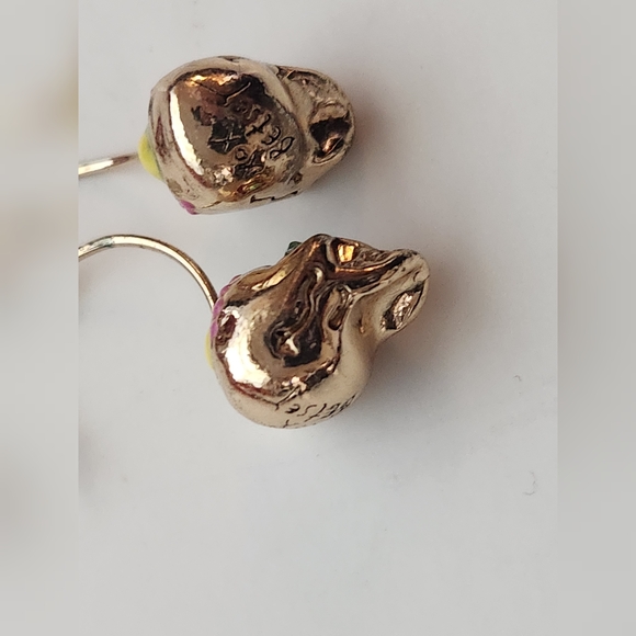 Betsey Johnson Gold and Pink Skull Earrings - Picture 5 of 5